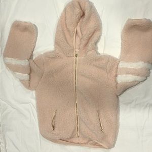 Pink fluffy vintage-looking cropped jacket